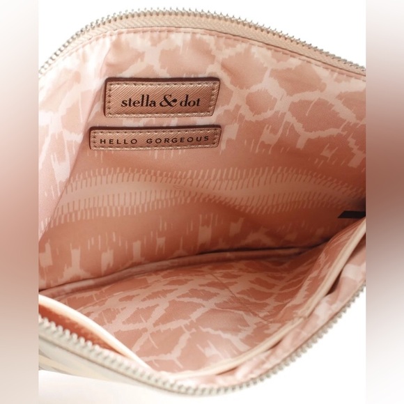 Stella & Dot Cosmetic Bag Makeup Pouch Metallic Grey Pink NWOT - Picture 4 of 11